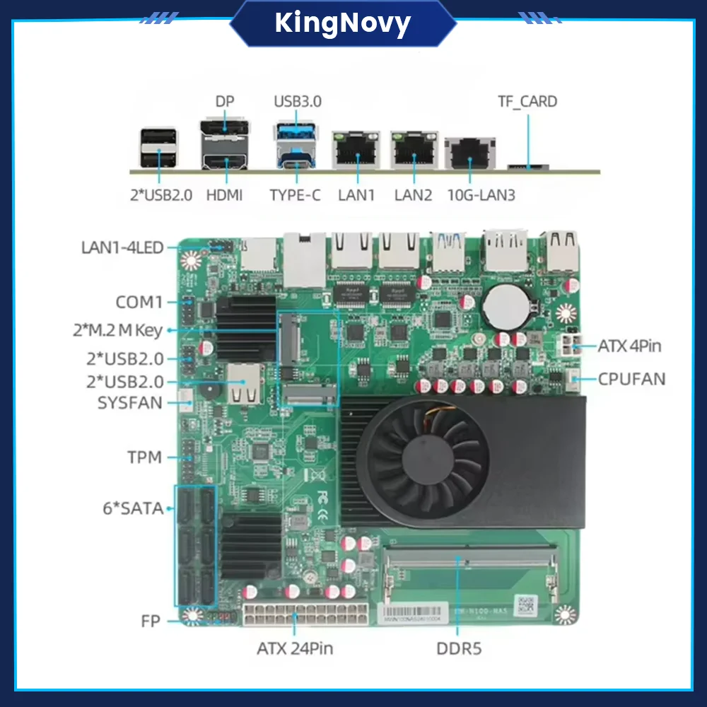 NAS 마더보드 인텔 N100 6 베이 1 × 10G 2 × i226-V 2.5G 3LAN 6 × SATA3.0 2 × M.2 NVMe 1 × DDR5 4800MHz 소프트 라우터 방화벽 ITX 메인보드