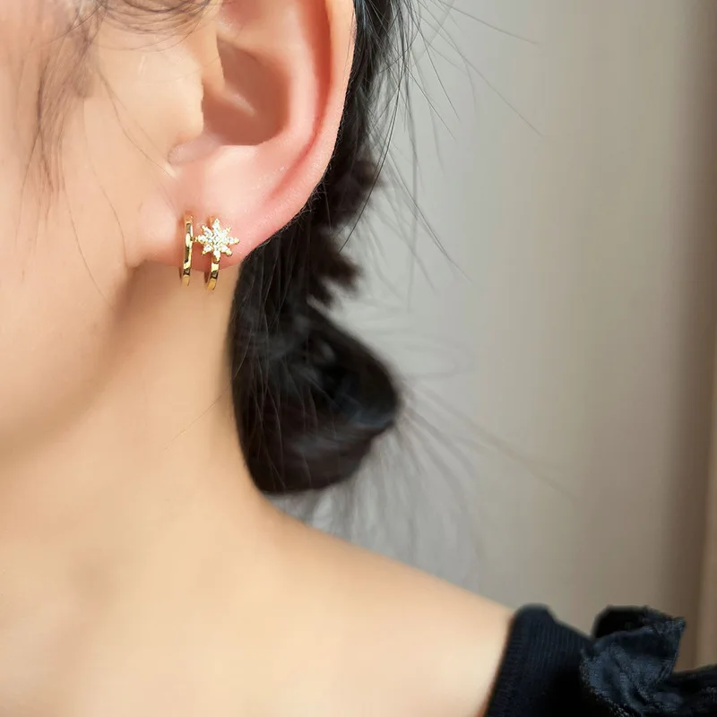 Simple Six-pointed Star One-piece Earrings Female Small Star Earrings Mosquito Coil Ear Clip For Women Clip On Earrings Gift