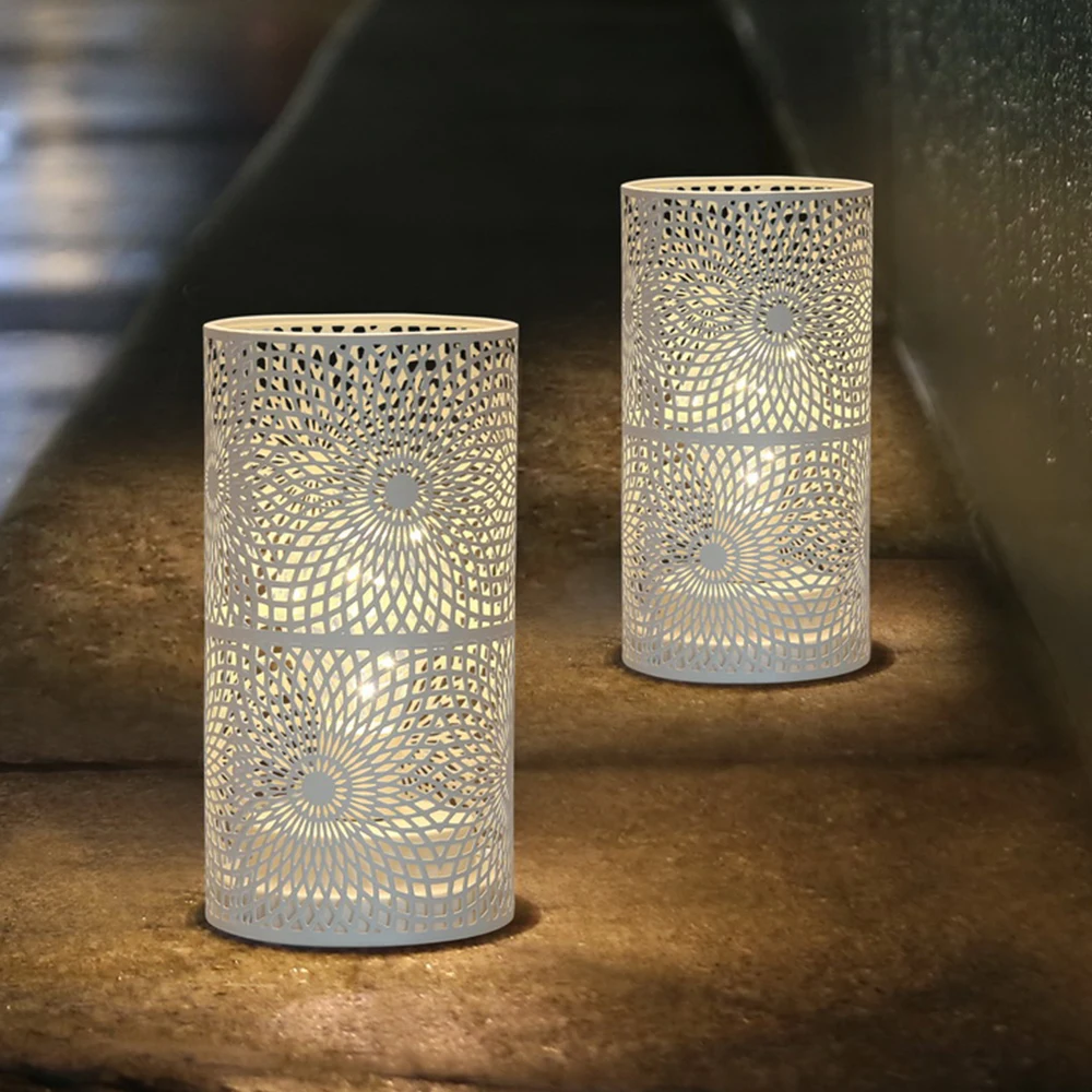 2 Pack Modern Nordic Cylinder Table Lamp Night Light Candle Holder for Bedroom Illumination Warm White Gift Room Decor