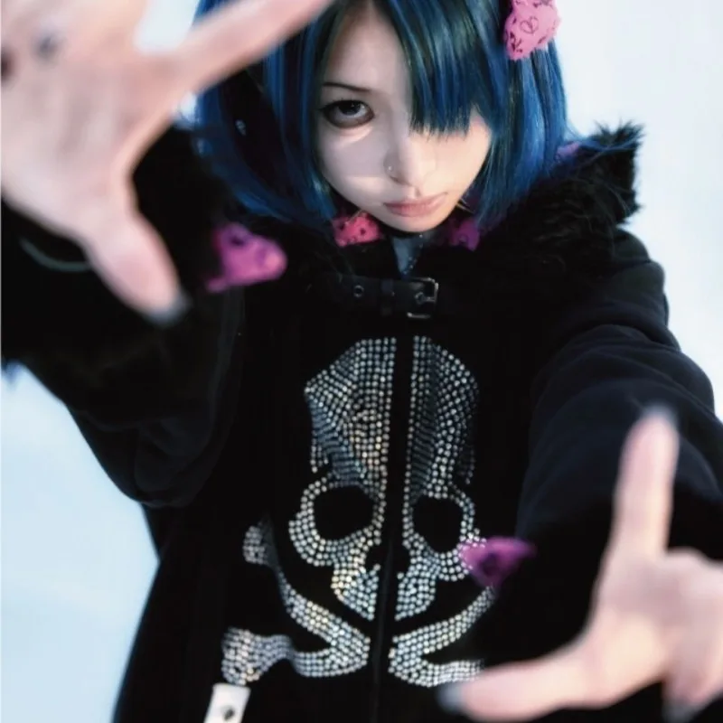 Women's Autumn Spring Tops Sweatshirt Coat Padded Thickened Hooded Long Sleeve Dark Subculture Slim Loose Leisure Simple Niche