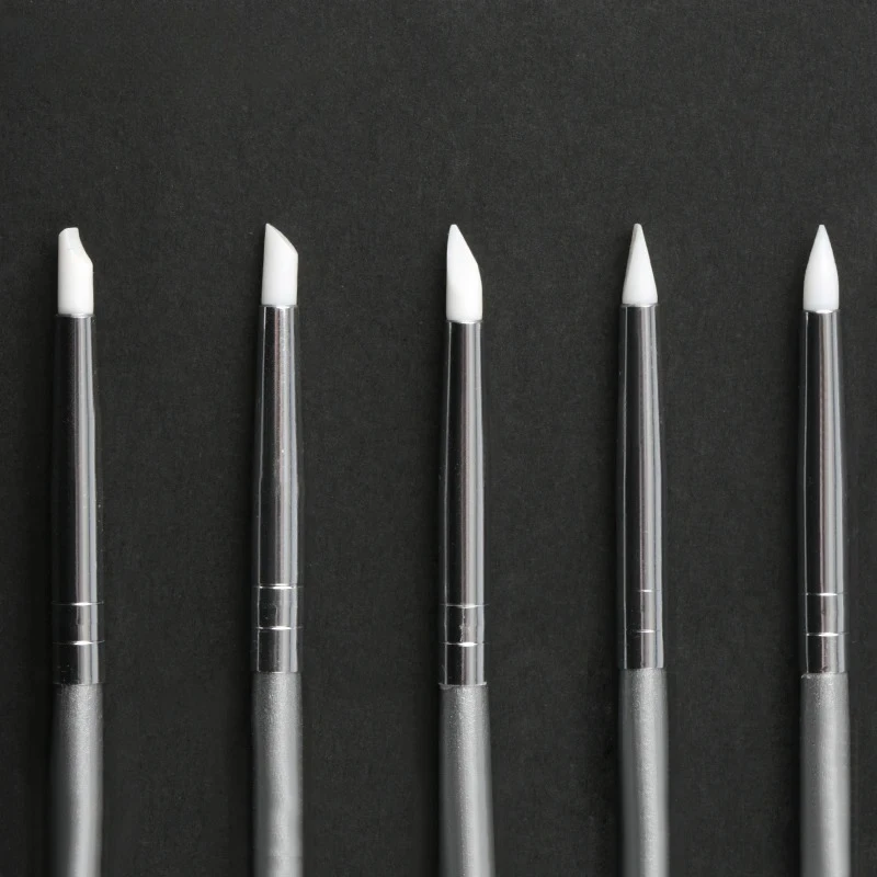 

5 Pcs Silicone Nail Brush Carving Emboss Hollow Pottery Sculpture UV Gel Shaping Silicone Brushes For Modeling Nail Art DIY Tool