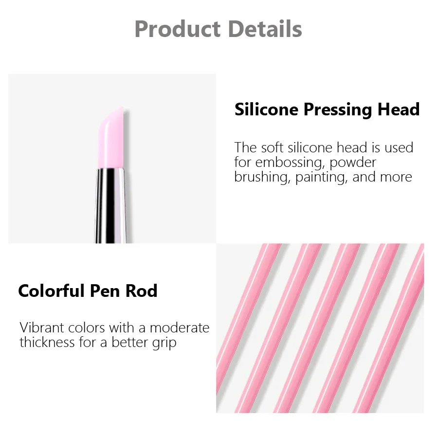5 stks/set Siliconen Nagelborstel Carving Emboss Hollow Gel Vormgeven Roze Nail Art Pen DIY Puntjes Manicure Gereedschap Accessoires