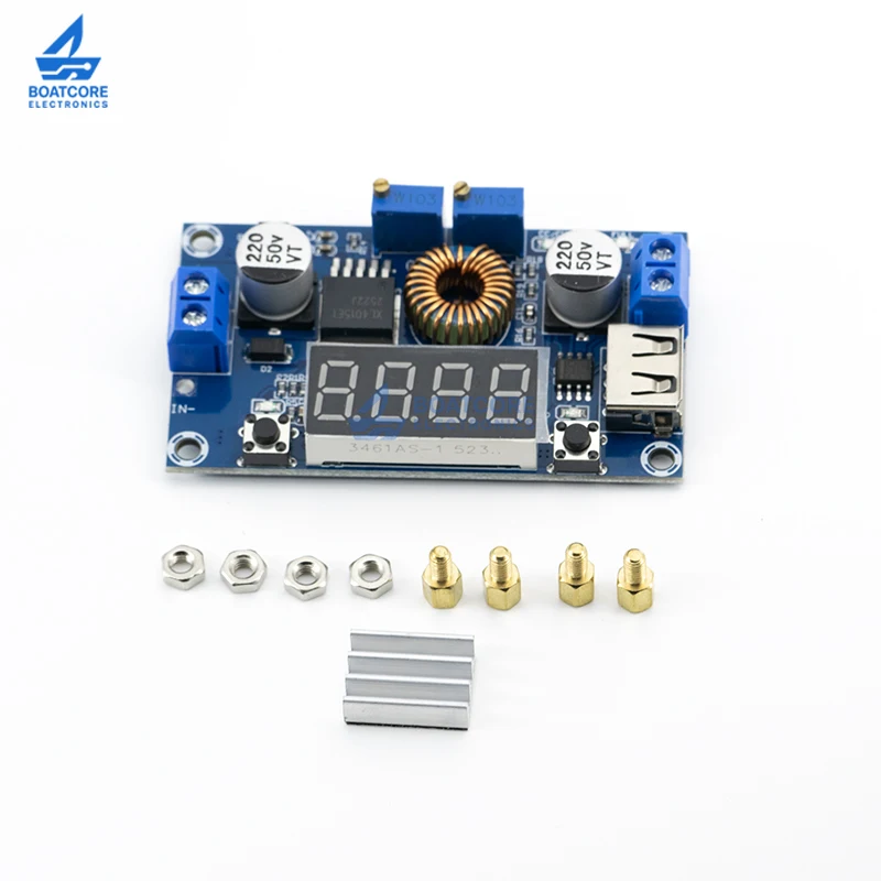 1/3/5PCS XL4015 75W 5A Buck Converter Module Adjustable Voltage Regulator with Voltmeter USB Port