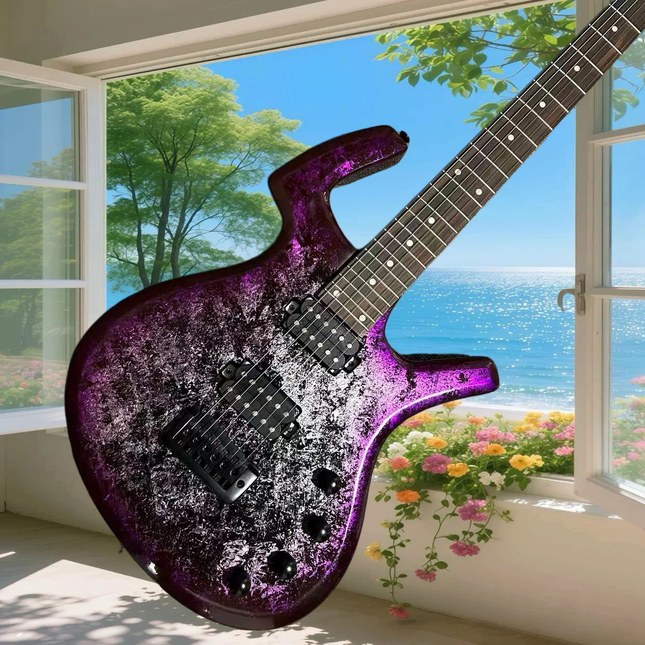 

Бесплатная доставка: Фиолетовая электрогитара с HH-звукоснимателями, ручной работы, с фиксированным бриджем, универсальный звук для блюза, джаза, поп-музыки, рока