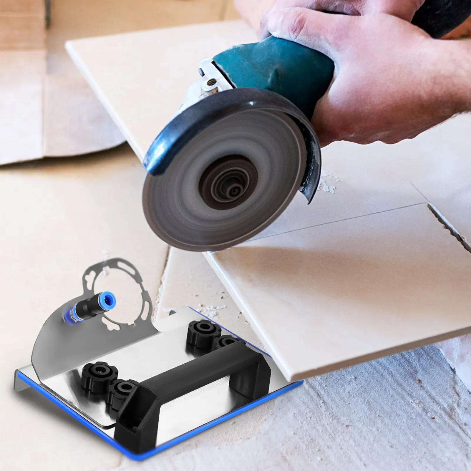 Angle Grinder Chamfering Stand Heavy-Duty Steel Stable Fixing Tool 45 Degree Angle Cutting Guide Tile Chamfer Guide Attachment view 6