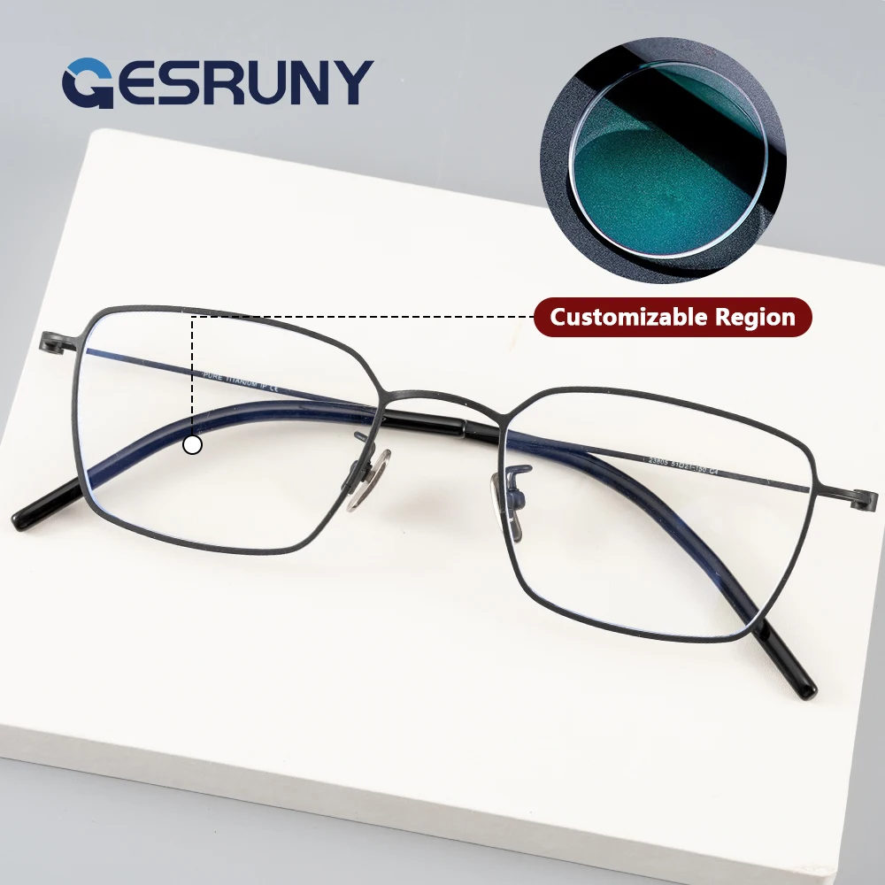 

Gesruny Square Progressive Prescription Glasses Custom for Women Anti Blue Light Eyeglasses Optical Myopia Hyperopia Eyewear