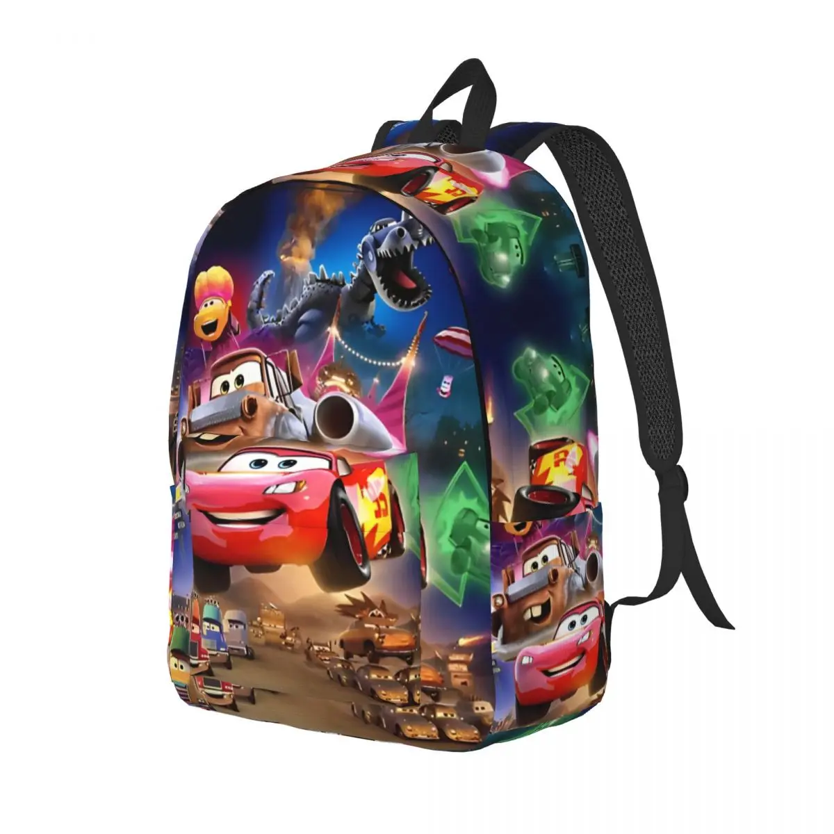 On The Road Lightning McQueen Fashion Backpack Outdoor High School Hiking Travel Daypack for Men Women Laptop Canvas Bags