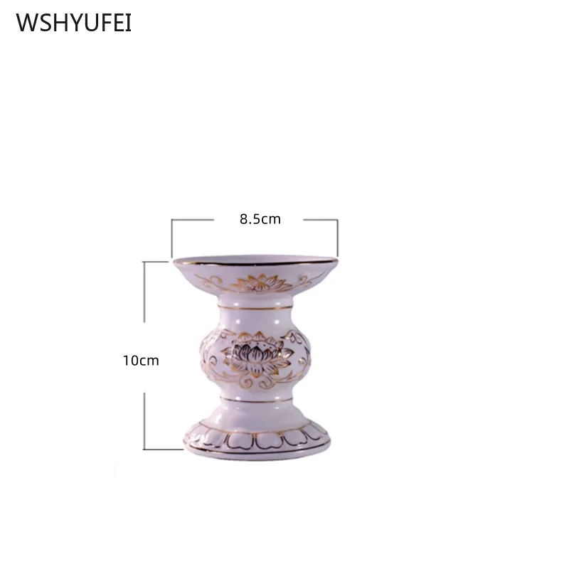 Ceramic incense burner White porcelain gilded candlestick Offering items in front of Buddha Household Buddhist temple ornaments - Image 6
