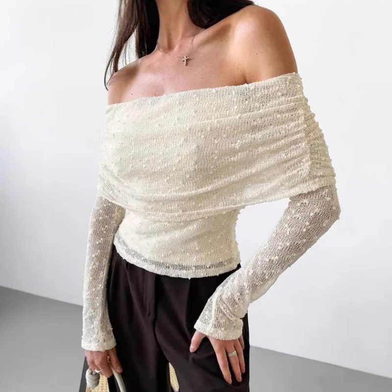 T-shirt court plissé en dentelle tuularose pour femme, t-shirts pull dos nu sexy, mode avec tout jacquard, One Initiated Top, été Y2k, 2025