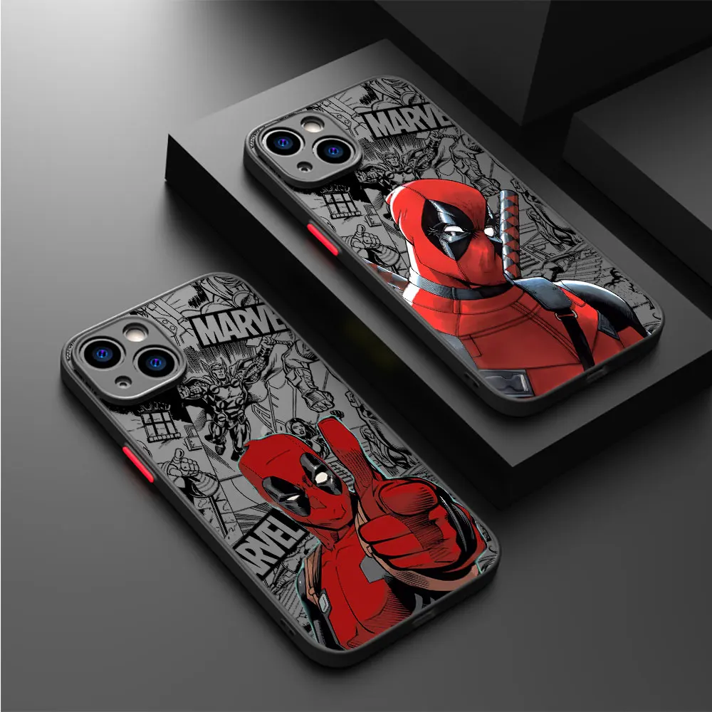 Matte Cover Marvel Deadpool Cute Print Phone Case for Apple iPhone SE 13 Mini 14 Pro 7 8 Plus XR 12 11 Pro 15ProMax XS Max Soft