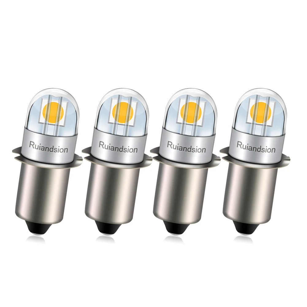 Ruiandsion P13.5S LED Bulb 3V 4.5V 6V 12V 24V Non Polarity 3030 2Chips LED Bulb Torch Lantern Work Light White Warm White 4pcs