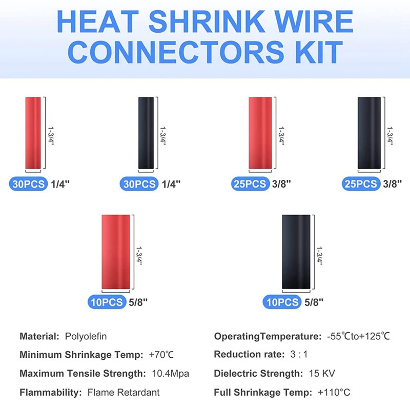 Terminali per cavi in rame da 240 pezzi Terminali per batteria Estremità del cavo della batteria, connettori per cavi calibro AWG 2 4 6 8 10/12, per elettrici marini