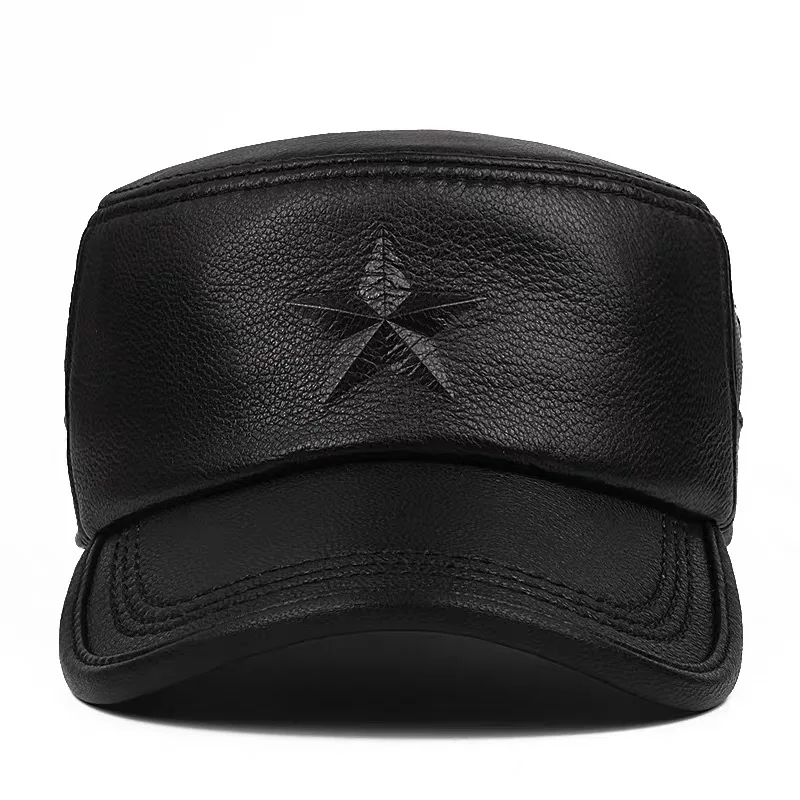 New Casual Spring Men Genuine Leather Baseball Caps Male Casual Sheepskin Military Belt Warm 56-60 Adjustable Sprot Flight Hats