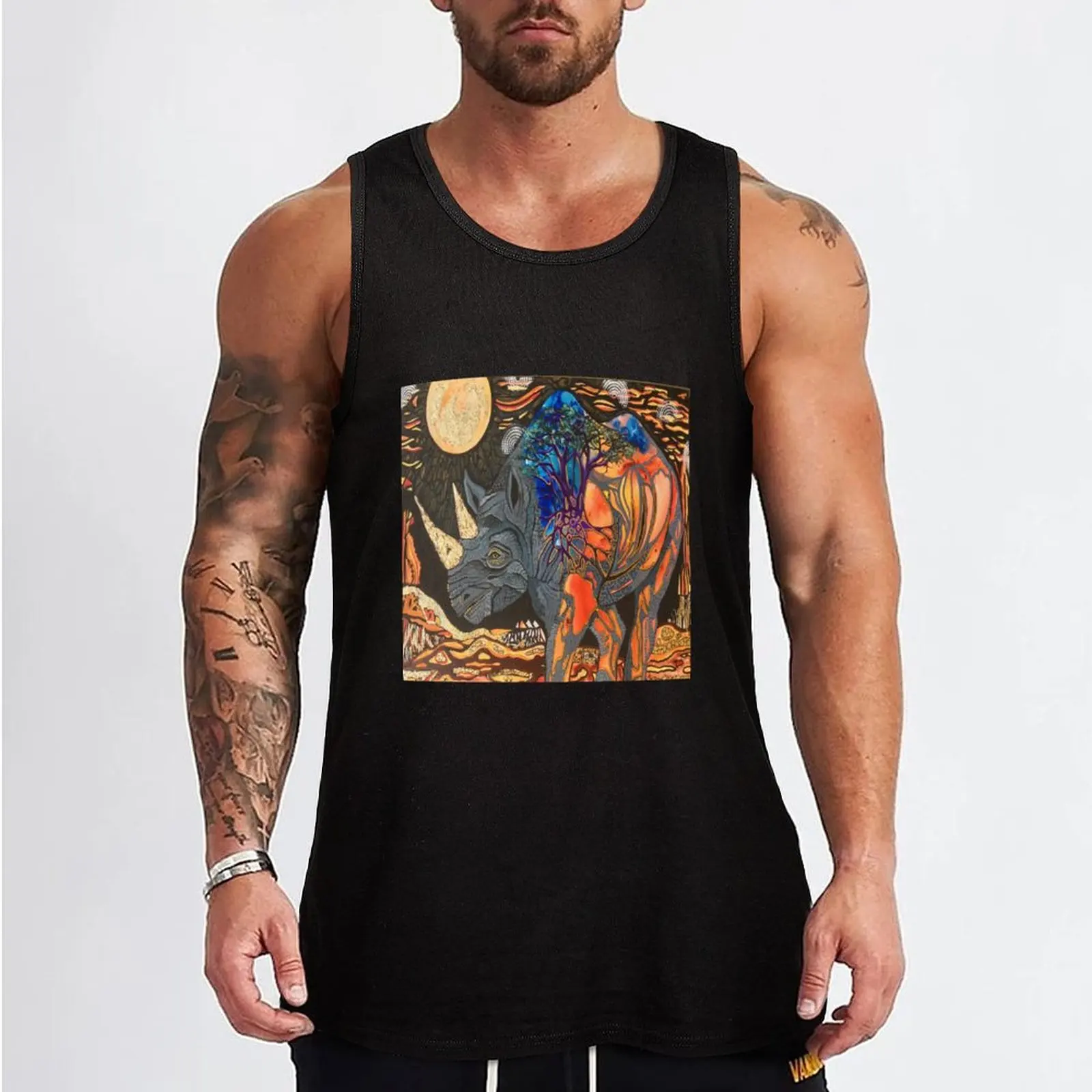 Rhino moon Tank Top Working vest gym men sexy clothes men