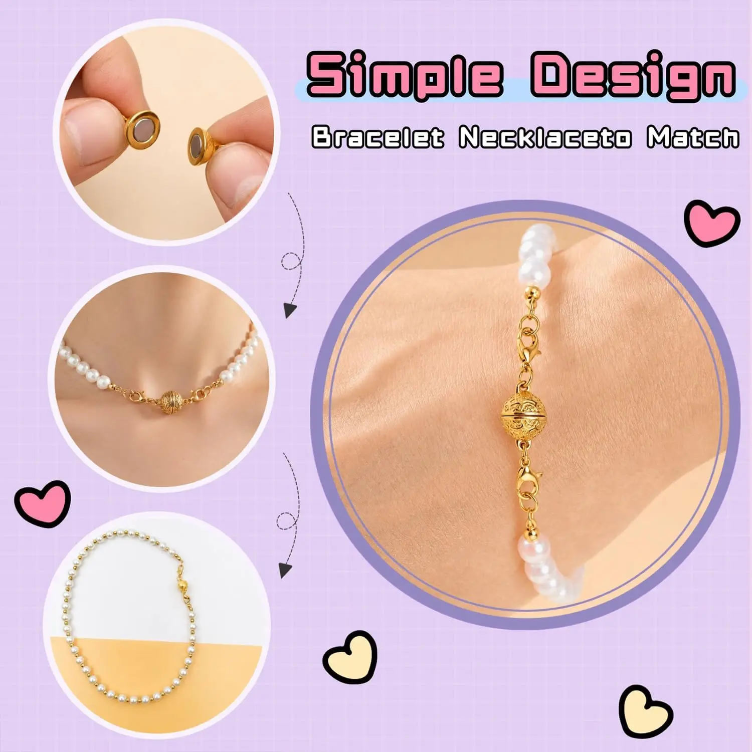 Magnetic Necklace Clasp with Lobster Clasp, Gold and Silver, Jewelry Closures for Necklace Extender and Bracelet
