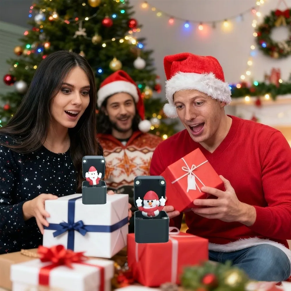 لطيف سانتا كلوز ثلج عيد الميلاد المزحة مربع ملتوي نكتة علب الهدايا البلاستيكية هدية مزعجة مضحك مكتب الديكور #4