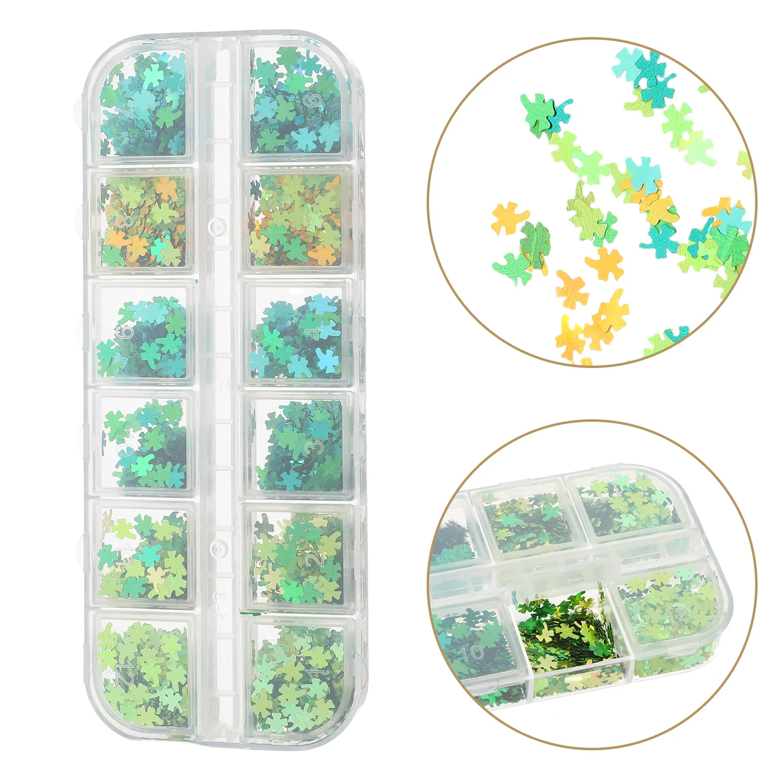 Pudełko ozdób do paznokci na Dzień Świętego Patryka, wzory 3D, świąteczne dekoracje do manicure, błyszczące konfetti, naklejki na paznokcie, naklejki Świętego Patryka