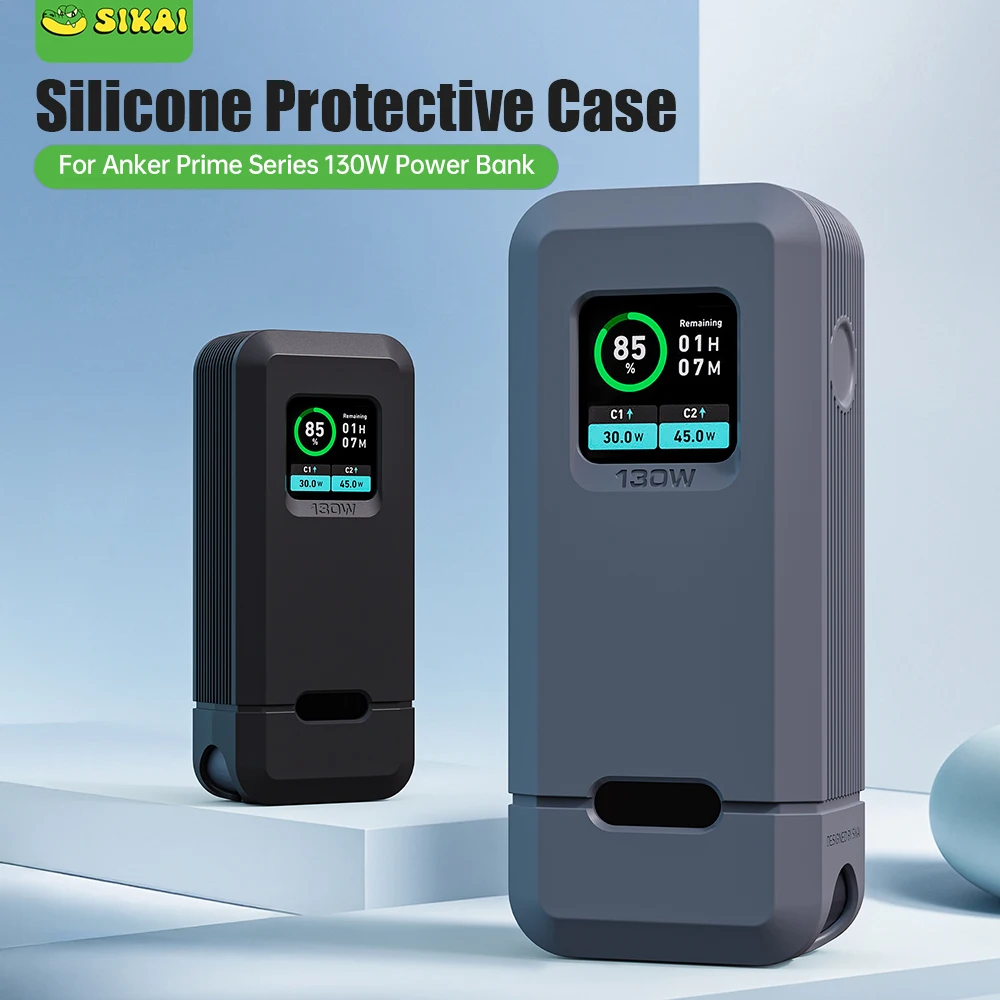 Silicone Case for Anker Prime 12,000 mAh 130W Power Bank TF/SIM card PIN storage Carrying Travel Case Storage Bag Accessories