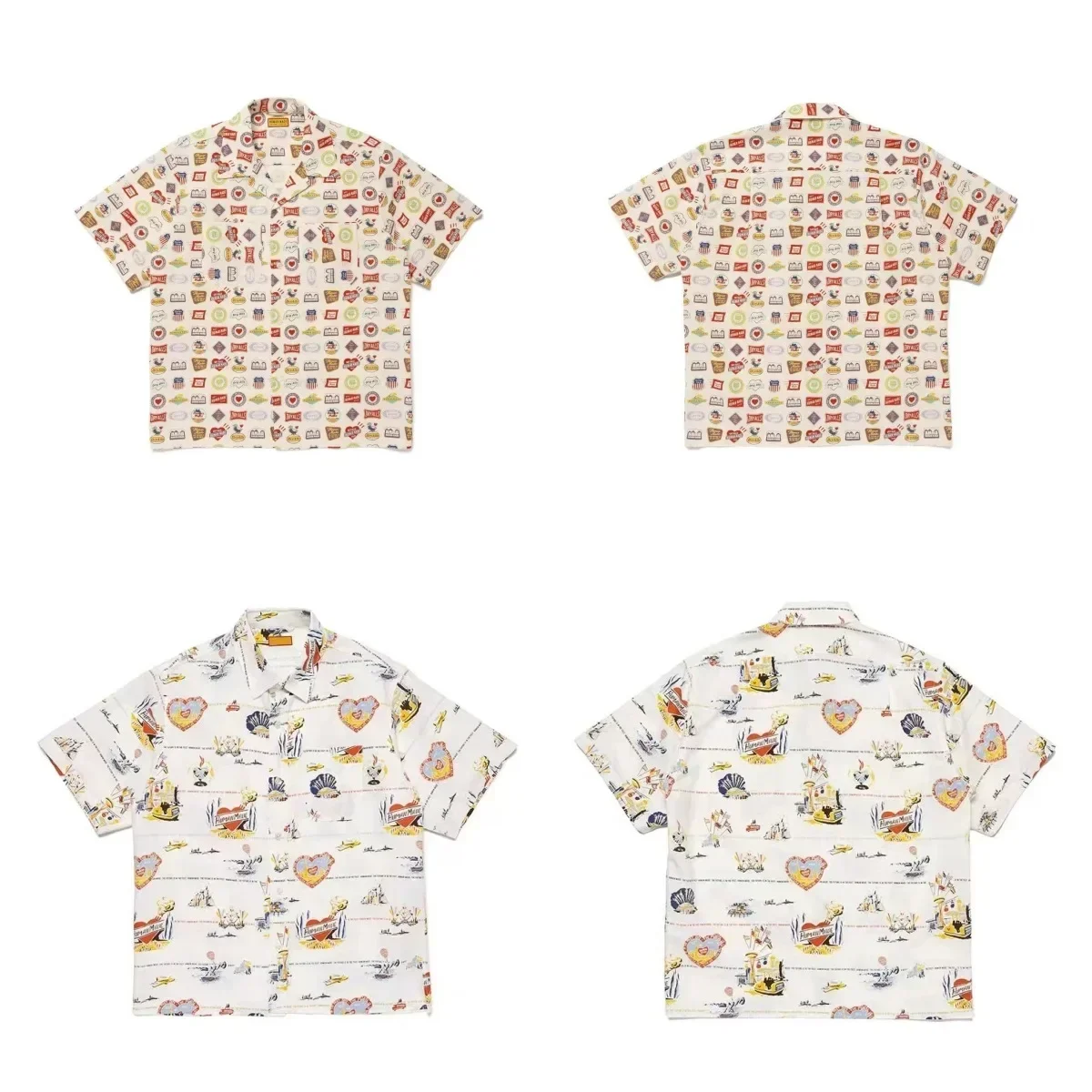 2026 new Human Made Japanese full printed badge short sleeved shirt Hawaii beach shirt
