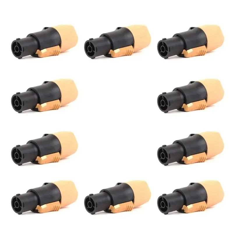 20Pcs 3Pins True Locking Connector Female Plug Jack NAC3FX-W NAC3MX-W PA66 Material IP65 Grade Waterproof Yellow