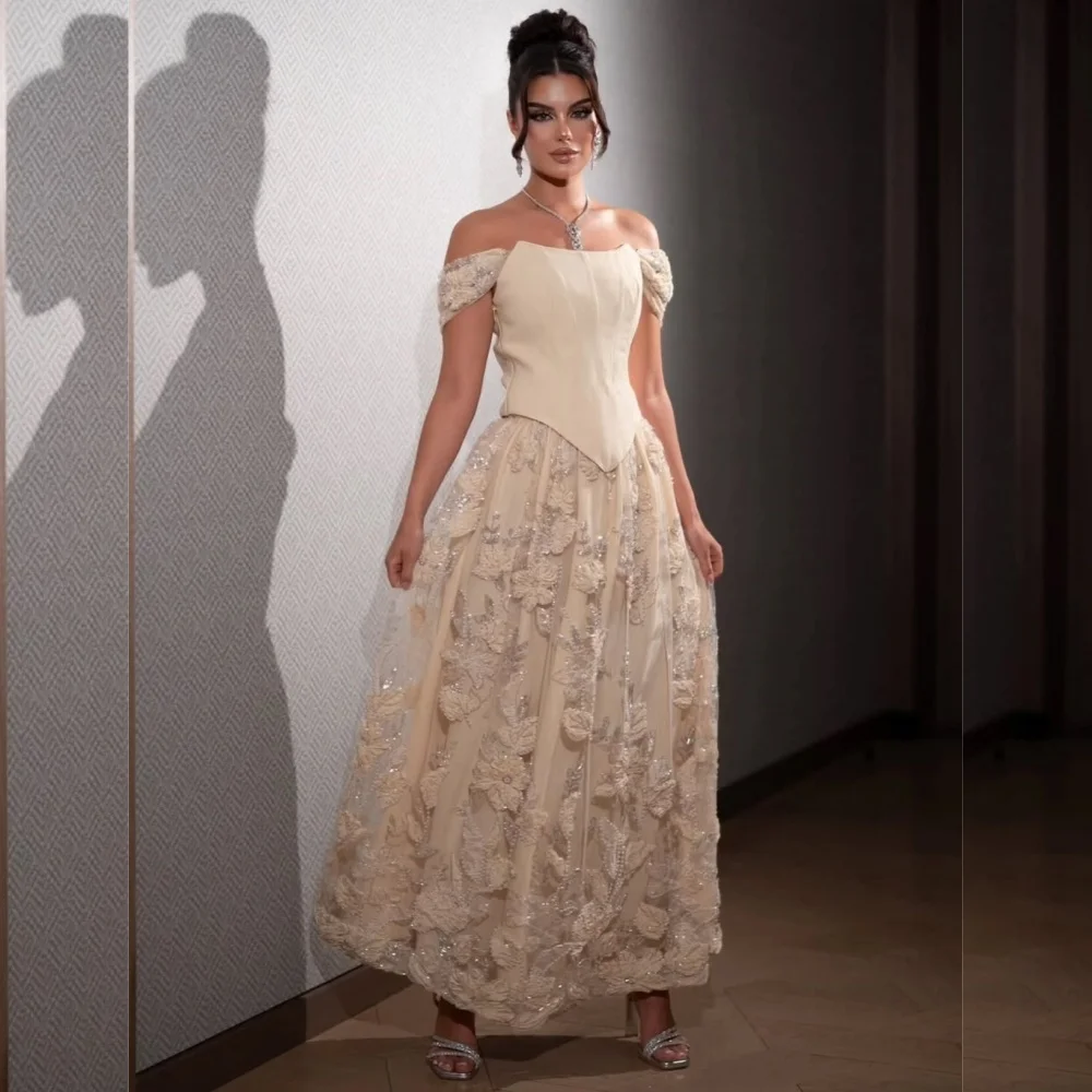 

Элегантные изысканные сетчатые плиссированные платья трапециевидной формы с открытыми плечами и блестками по индивидуальному заказу, формальные платья