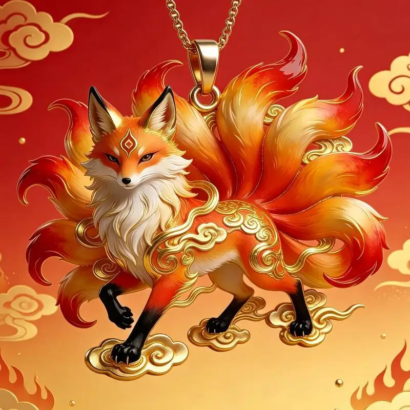 Nine Tailed Fox Pendant Necklace Luxury Lightweight Comfortable Jewelry No Irritation for Women Long Time Wear