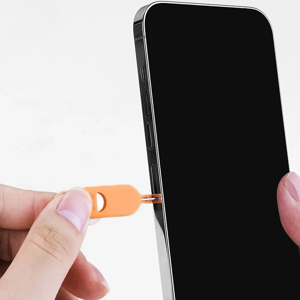 2 IN 1 SIM Card Removal Needle Pin Anti-Lost with Protector Holder SIM Cards Storage Case Keyring Cellphone Accessories