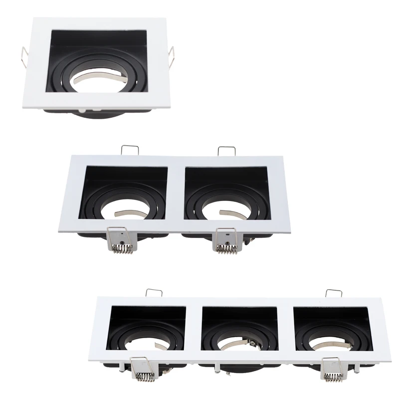 Adjustable Double Head Aluminum Alloy Cut Out 90mm Fixture Frame  Suitable GU10 Mr16 Housing Frame