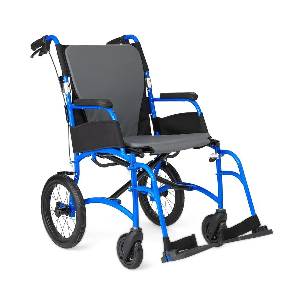 

Ультралегкая транспортная кресло-коляска, легкое складное кресло-коляска с задними колесами 12 дюймов, мягкими подлокотниками, откидными подставками для ног, безопасное