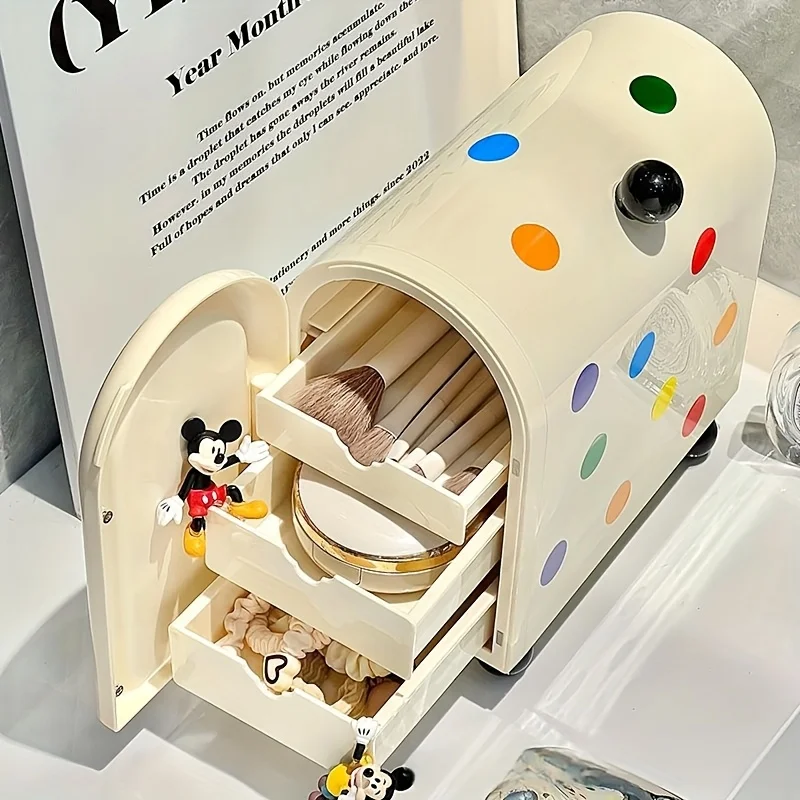 منظم مستحضرات التجميل الملون مع أدراج - صندوق تخزين المكياج البلاستيكي الأنيق