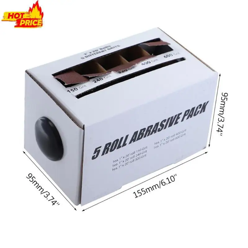 Drawable Roll Sandpaper Boxed with Dispenser 5x Abrasive Paper for Wood Turners