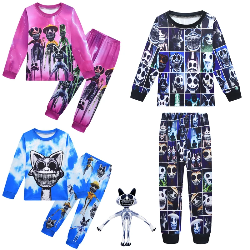 Zoo Anomaly Animals Cosplay Halloween Costume Zoonomaly Cat Kids T-shirts Pants 2pcs Monster Catnap Summer Outfits Pajamas Sets