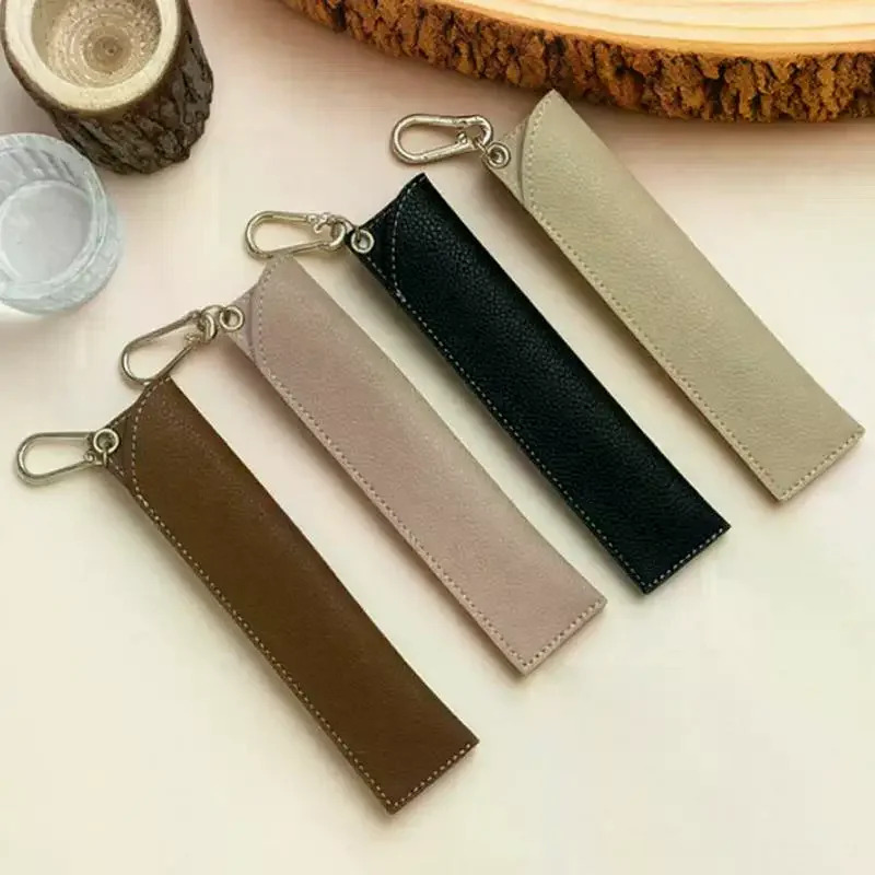 1Pcs Leather Pencil Holder School Pen Storage Bag Pen Case Kawaii Pen Protective Sleeve Small Sign Pen Cover Leather Case Gifts