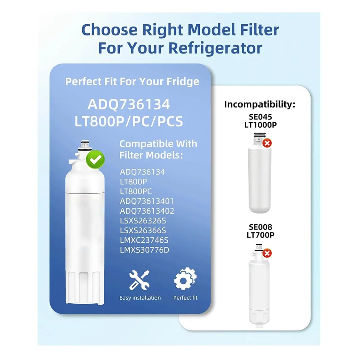 ADQ73613401 Replacement for ADQ736134 LT800P Water Filter 2 Pack Replacement for