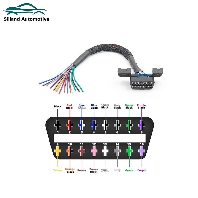 Universal OBD2 16pin Female Connector to Open OBD Cable is just a connect cable which can convert the old car which can fit with