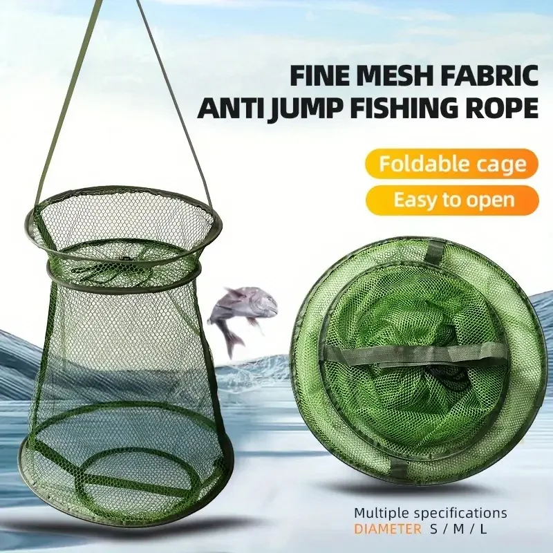 Foldable Small Fishing Keep Net, Non-Coated Fish Basket Cage, Portable Freshwater Angling Fish Net for Carp Storage Creel