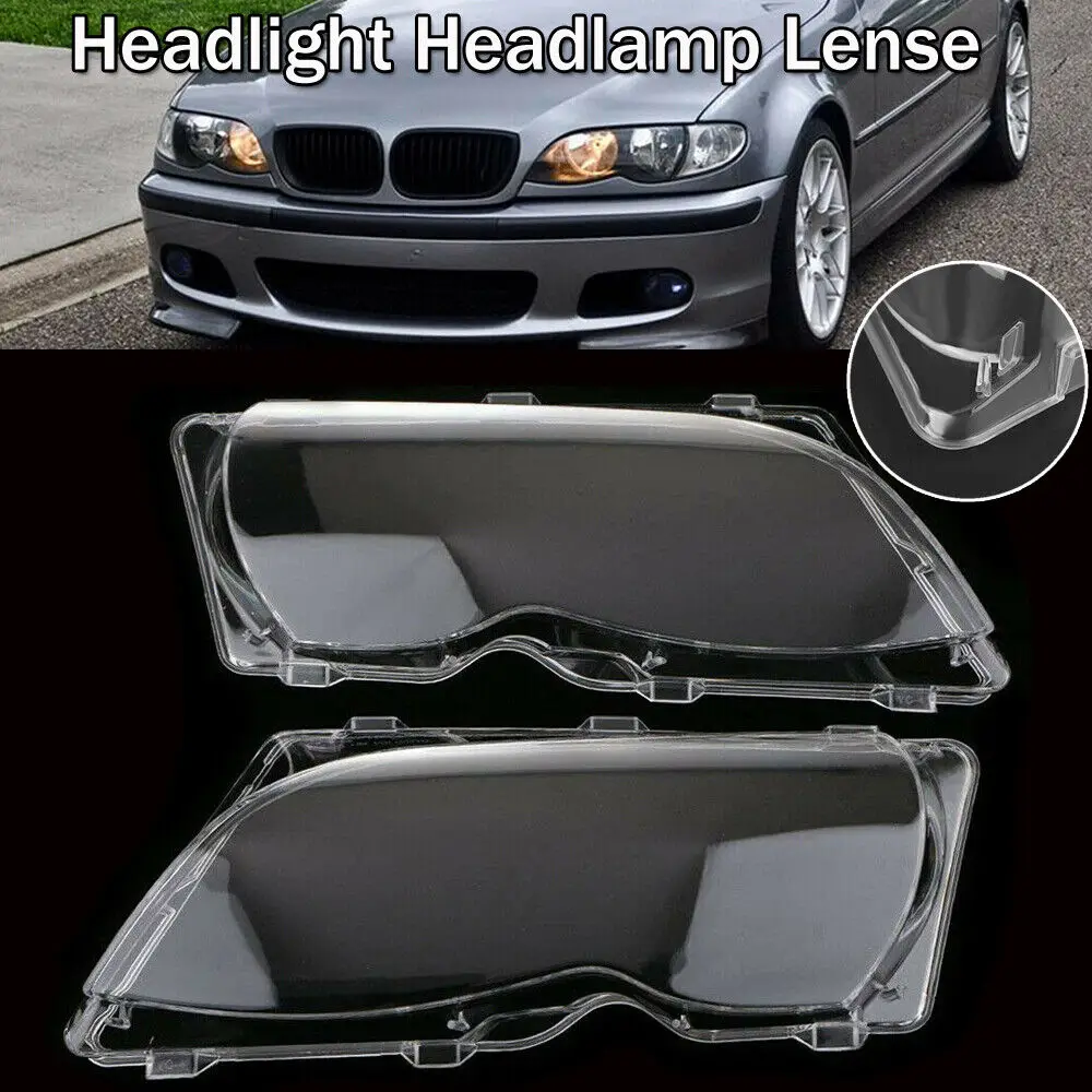 Pair Car Headlight Lens Covers For BMW 3 Series E46 318i 320i 325i 330i 330xi 4 Doors Sedan 2002-2005 Headlamp Cover Clear Shell