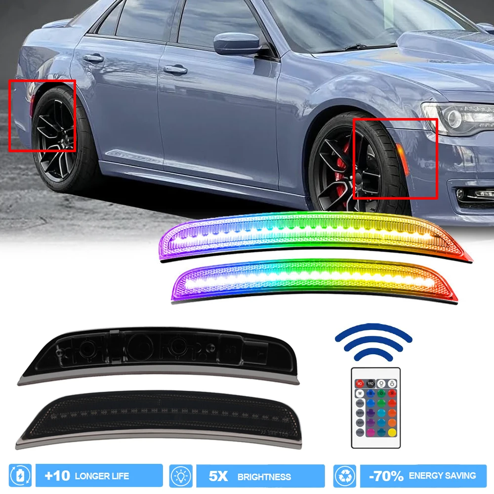 

Car Front Rear Fender Light LED RGB Multi-Color Side Marker Turn Signal Lamp for Chrysler 300 2015-2023 Auto Parts Accessories