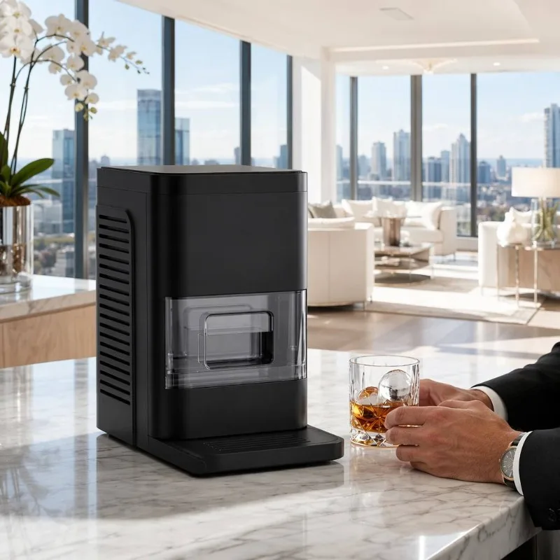 Airo Premium Modern Electric Smart Automatic Whiskey Ball Ice Maker Compact Self-Cleaning Rectangle Home Bar Wine Food