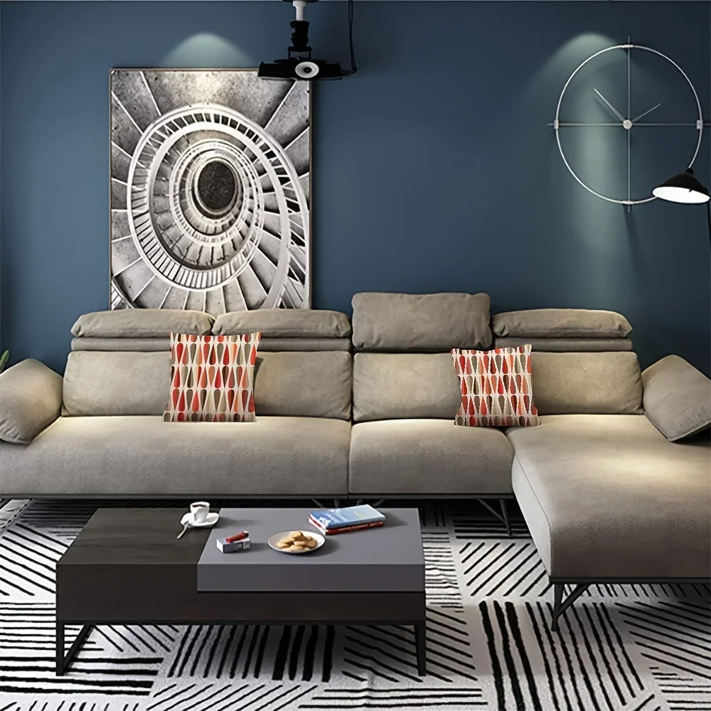 1pc, Linen Throw Pillow Cover Mid Century Modern Style  with Drop Shapes in Tones Abstract Decorative Throw Pillow Cushion Case for Home Couch Living Room Bed Sofa Car Pillowcase, Single Sided Printing, No Pillow Core