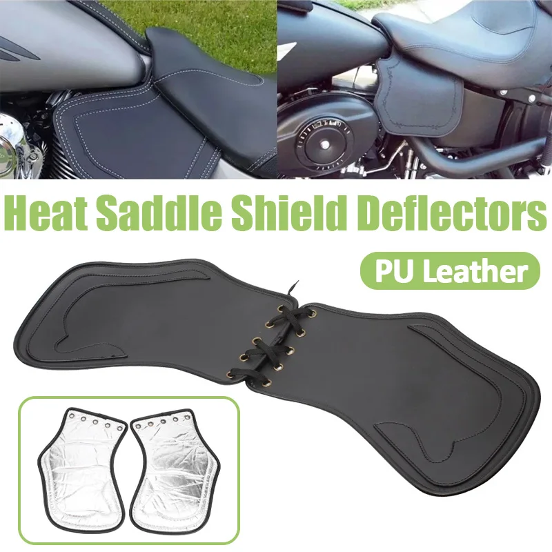 Universal Motorcycle Heat Saddle Shield Deflectors PU Leather for Harley Touring Street Road Glide