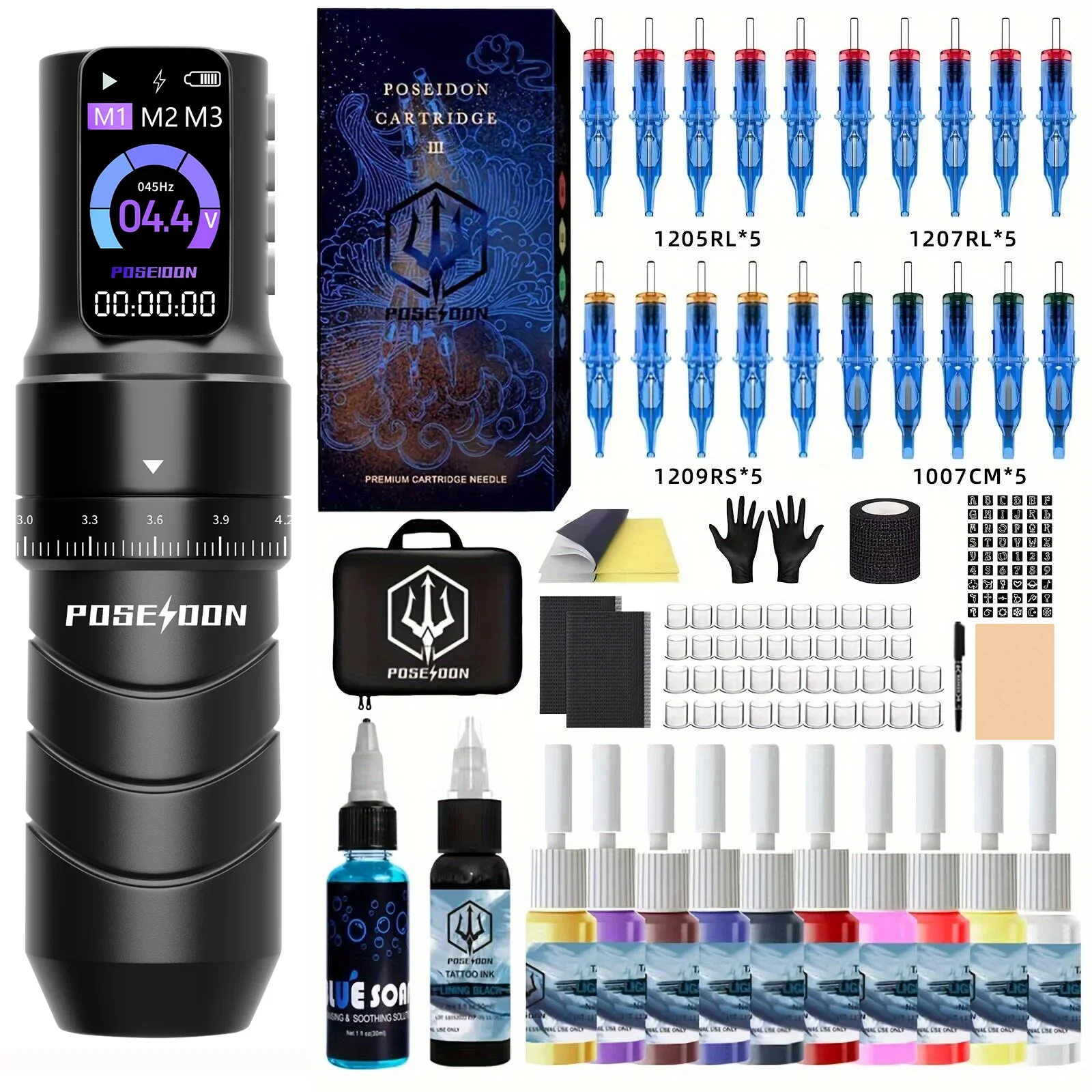 POSEIDON Tattoo Kit Professionelle Tattoo Stift Kit Für Permanent Make-Up Tattoo Maschine Kit Drahtlose Netzteil Tattoo Gun Kit