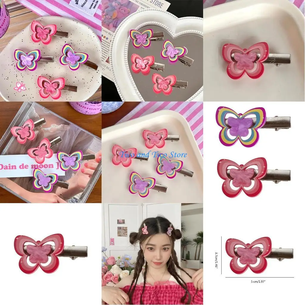 

HX6F Sweet Girls Butterfly Glitter Hair Clip Sparkling Butterfly Hair Clip