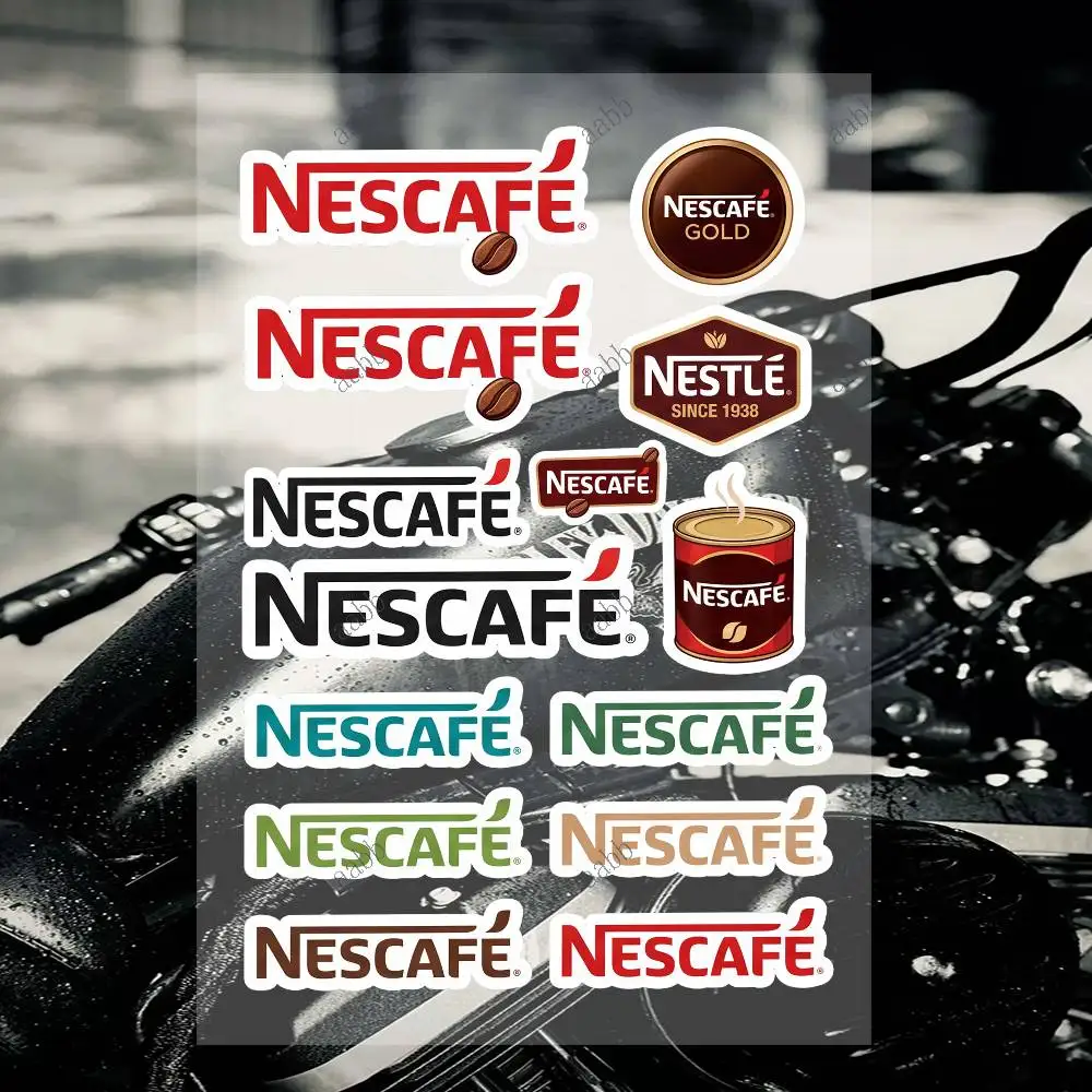 N-Nescafe Motorcycle Sticker Set Reflective Decals For Helmet Fuel Tank Fairing Body Custom Bike Graphics Kit