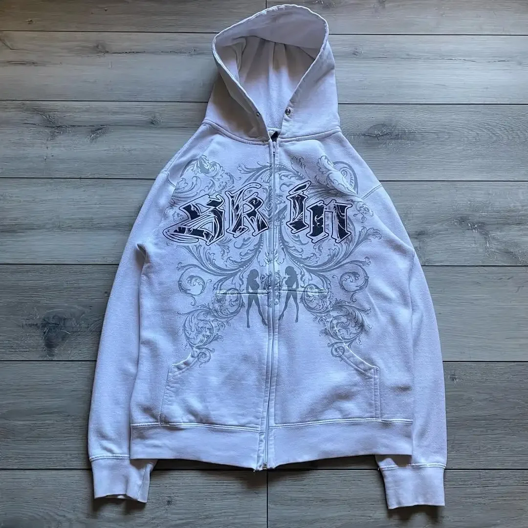 

Y2K Vintage Fashion Zipper Hoodie American New Letter Printed Sweatshirt Women Hip-Hop Harajuku Casual Trendy Loose Streetwear