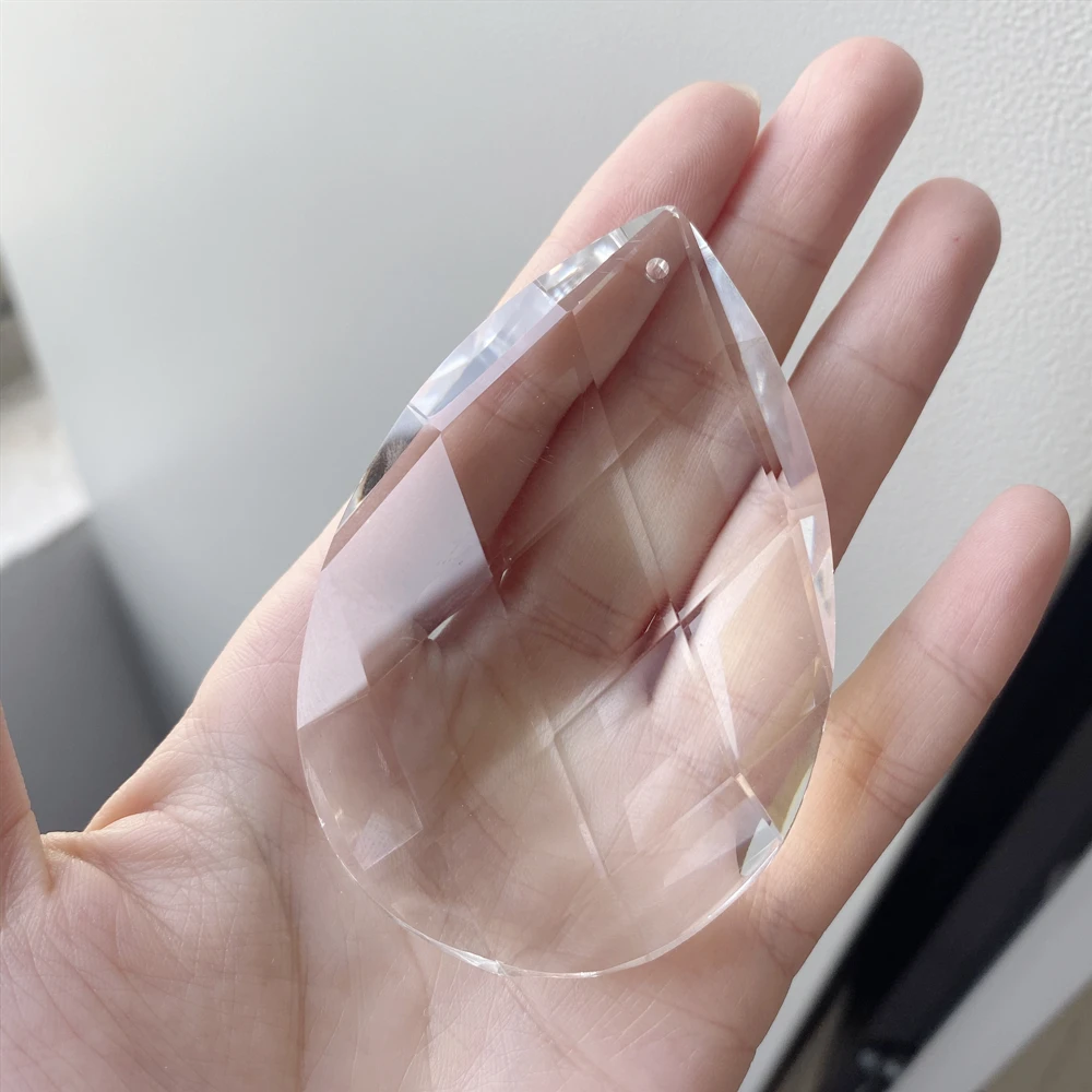 38mm 2pcs Grid Shape Crystal Glass Pendants For Lighting Garlands Prism