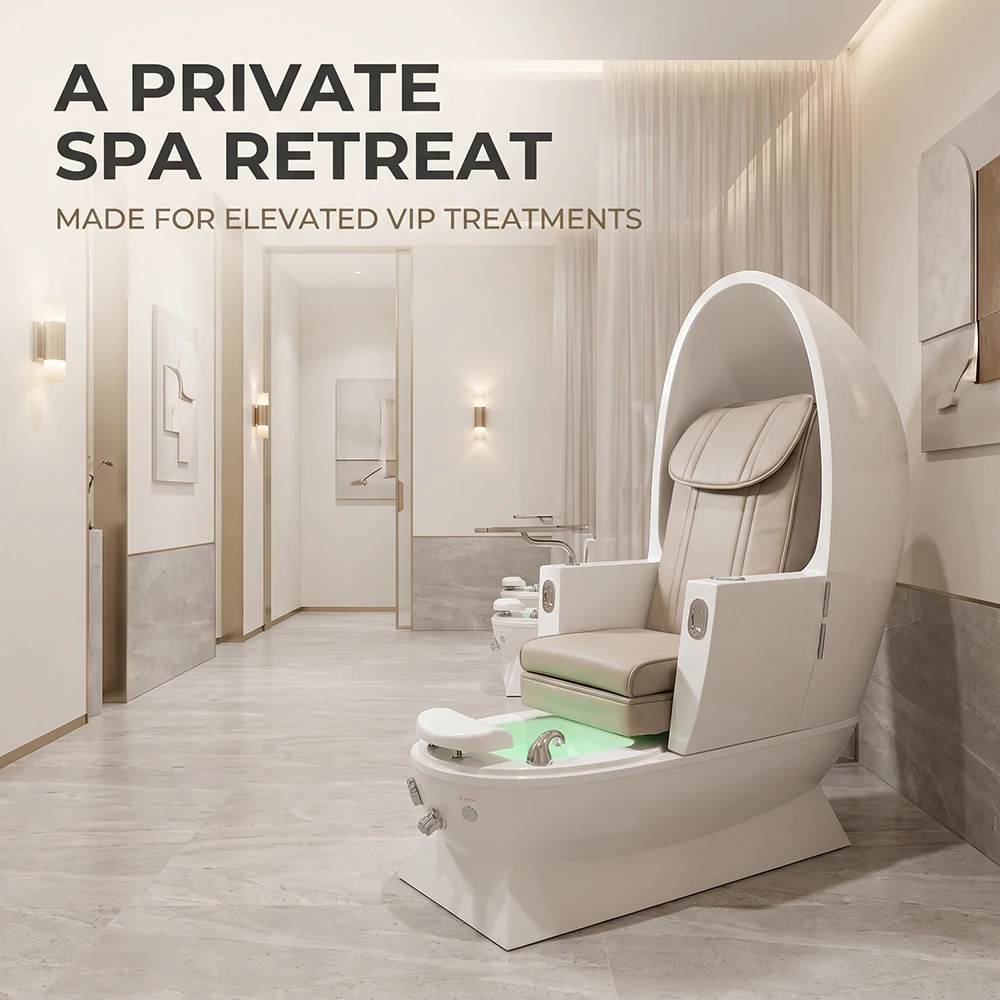 High-End Electric Pedicure Chair with Foot Bath Basin Luxury Manicure Spa Station for Beauty Salon image 3