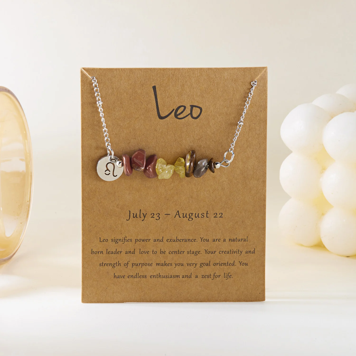 12 constelações de pedra natur - Birth Flower Necklace avaliação e preço
