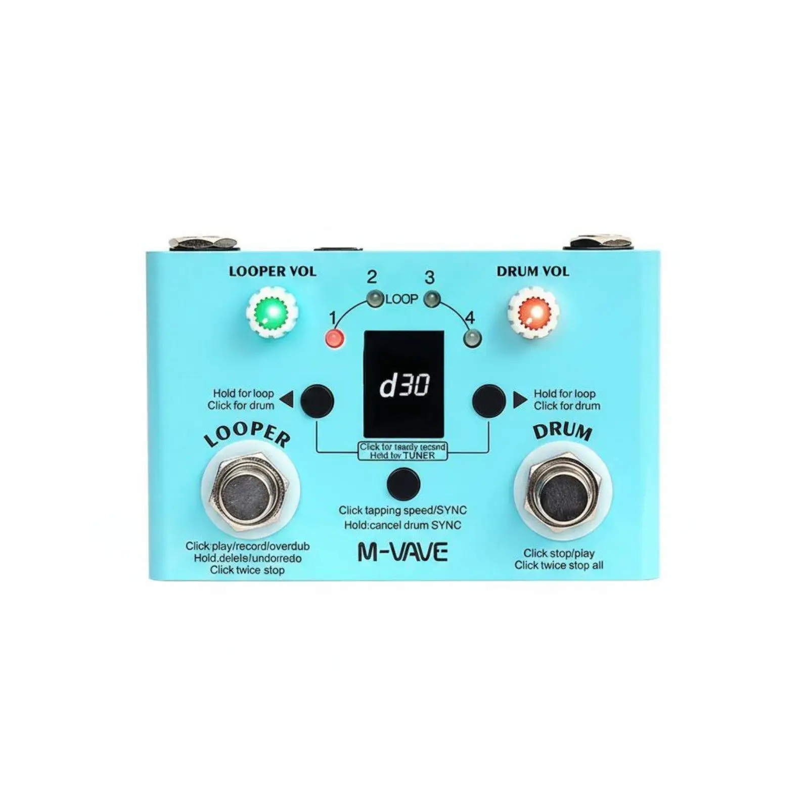 Electric Guitar Looper Pedal with Multi Rhythm Drum Machine Music Loop Device for Guitar Pedals Board Effects