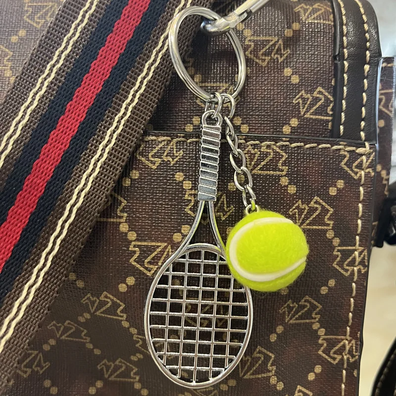 Tennis Racket Keychain - Cute Sport Mini Keychain 6 Color Pendant Car Keyring Sports Key Chain Love Sports Gifts image 3